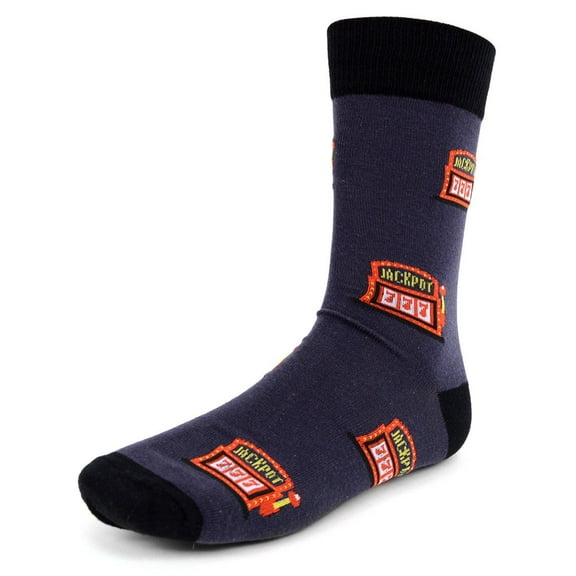Urban-Peacock Men's Novelty Fun Socks - Jackpot - Dark Grey with Black - 1 Pair