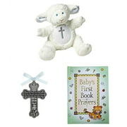 Baby Girl Christening Baptism Gift Set – Pewter Crib Cross Lamb and Book of Prayers