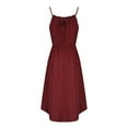 thumbnail image 5 of USSUMA Casual Dresses for Women Summer Dress Sleeveless Crew Neck Casual Solid Color Camisole Irregular Dress Maxi Dress Elegant Dress Comfortable Skirts Trekking Online Shopping Wine Dress Size-L, 5 of 6