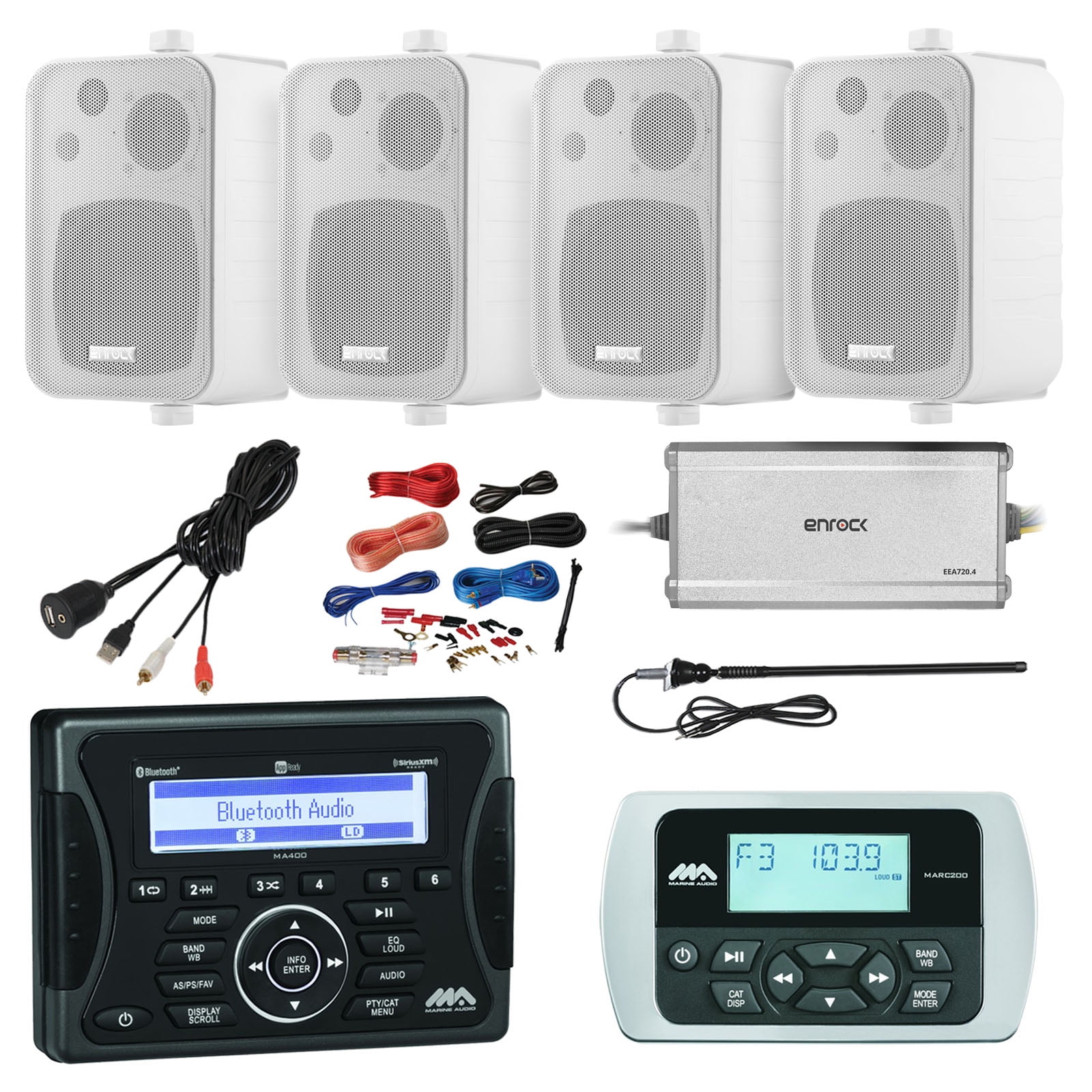 Jensen Marine Audio Bluetooth AUX USB SiriusXMReady Receiver, Wired