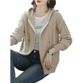 thumbnail image 5 of Women'S Full Zip Up Hoodies Soft Knit Sweaters Drawstring Long Sleeve Casual Trendy Cardigan Color One Size, 5 of 9