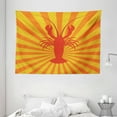 thumbnail image 1 of Lobster Tapestry, Aquatic Animal Lobster Figure on Starburst Pattern Illustration, Wall Hanging for Bedroom Living Room Dorm Decor, 80W X 60L Inches, Yellow Orange and Vermilion, by Ambesonne, 1 of 2