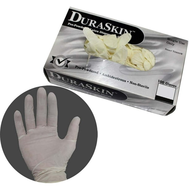 Large Size 5 Mil Latex Disposable Exam Gloves In 100 Count Box