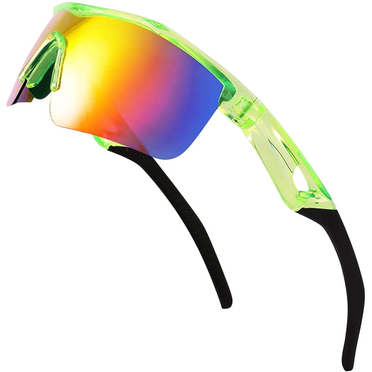 Kids Polarized Sunglasses - Youth Baseball Sports Glasses, UV400 Protection, Lightweight, Ages 6-14 (Glossy Black/Dark Blue)