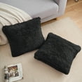 thumbnail image 3 of REGALWOVEN Set of 2 Throw Pillow Covers, Soft Fluffy Cushion Covers Double Sided Plush Pillow Covers Black 16" x 16", 3 of 5