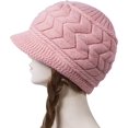 thumbnail image 5 of Rosa Mujeres Niñas Lindo Otoño Invierno Acogedor Orejeras De Piel De Punto Lana Gorro De Esquí Boina Newsboy Beanie Hat, 5 of 5