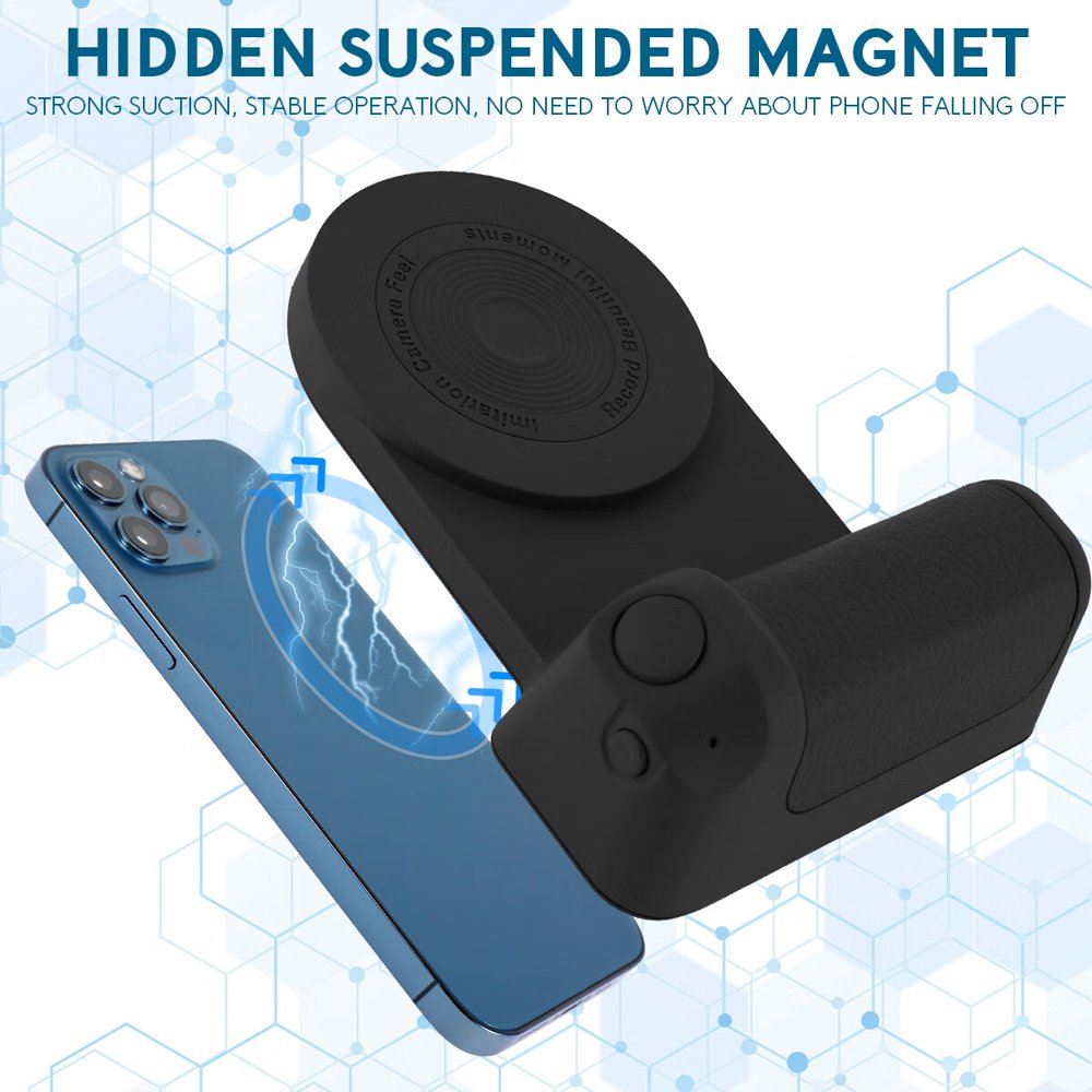 Poignée Stabilisateur Pour Smartphone - Grip Magnétique Avec Télécommande Bluetooth - Compatible IPhone & Android - 7