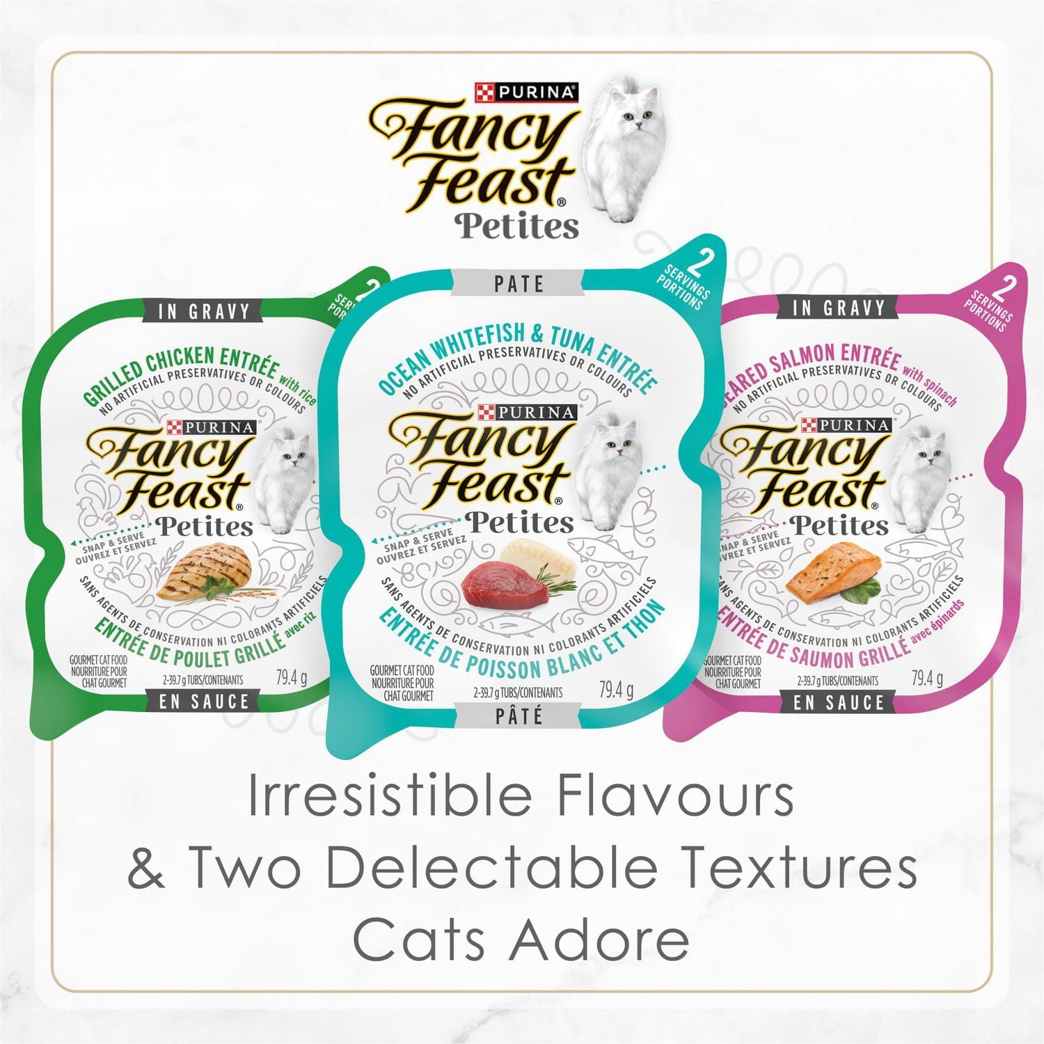 Fancy Feast Petites Ocean Whitefish Entrée with Tomato in Gravy, Wet Cat Food 79.4g, 79.4 g