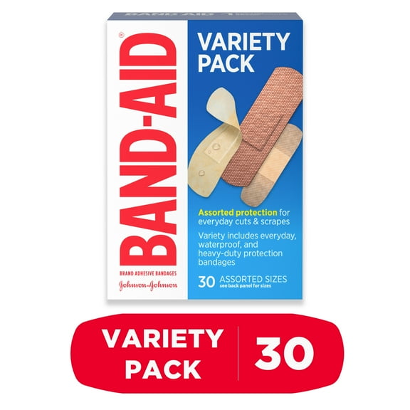 Band-Aid Brand Adhesive Bandages Variety Pack, Assorted Sizes, 30 Count
