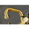 thumbnail image 3 of Kingston Brass KS112SB Two-Handle Wall Mount Bar Faucet, Brushed Brass, 3 of 5