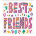 thumbnail image 3 of Best Friend Shower Curtain, 90's Style Best Friends Calligraphy Dynamic Print, Fabric Bathroom Set with Hooks, 69"W X 84"L Extra Long, Violet Earth Yellow and Dark Seafoam, by Ambesonne, 3 of 3