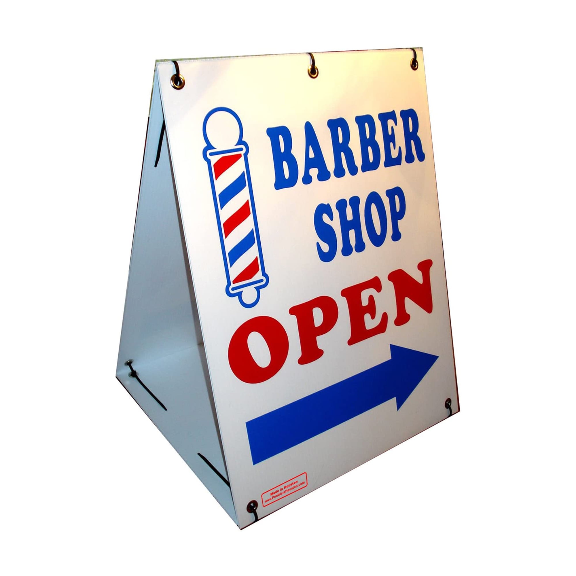 BARBER SHOP OPEN Coroplast SIGN 16X18 with Grommets  NEW White 