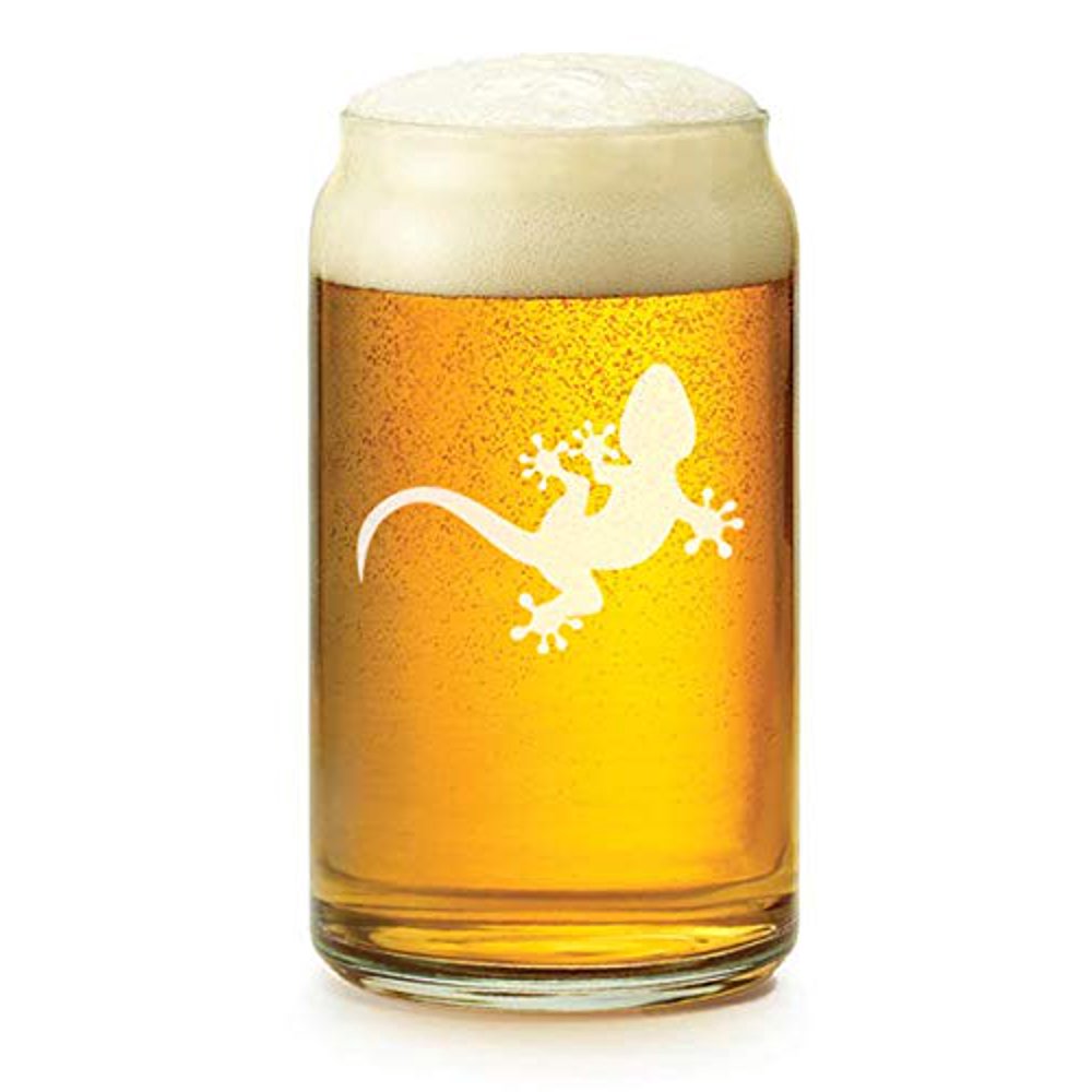 16 oz Beer Can Glass Gecko Lizard