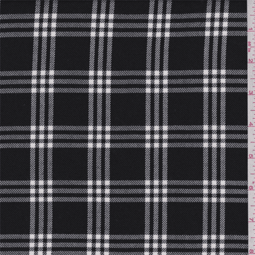 Black/White Windowpane Plaid Polyester Suiting, Fabric Sold By the Yard ...