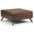 thumbnail image 1 of Allora Faux Air Leather Square Coffee Table Ottoman in Chestnut Brown, 1 of 9