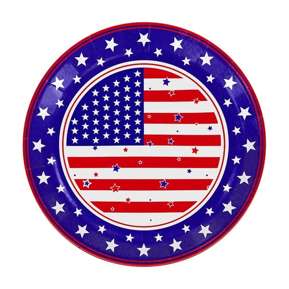 Memorial Day Saving!4th of July Decorations, Disposable Paper Plates 25pcs Independence Day Party Decoration Disposable Paper Plates Festival Theme Tableware Celebration