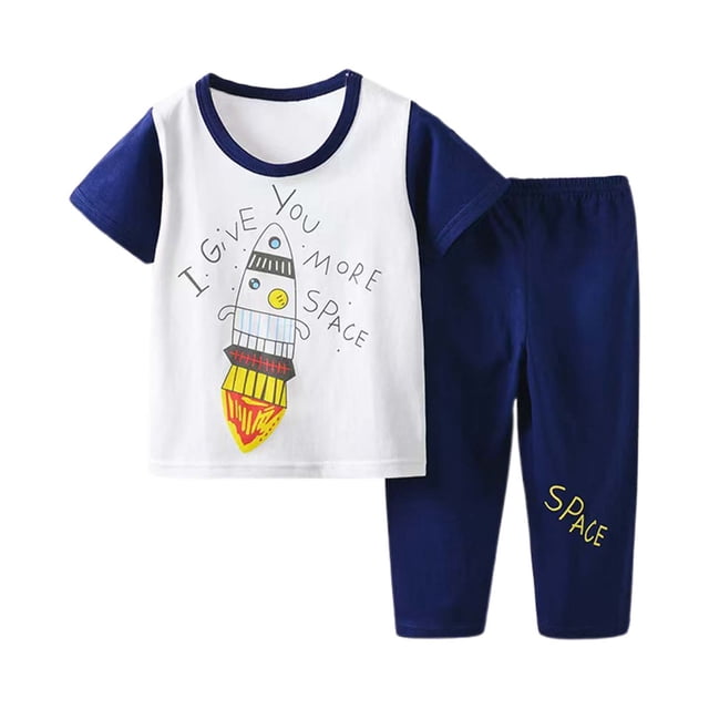 Rovga Ensemble de Pyjama Fille 8-9 Ans Manches Courtes Col Rond Imprimés de Dessins Animés et Pantalon Manches Courtes Ensemble Maison Enfants Blanc Adorable Usage Quotidien