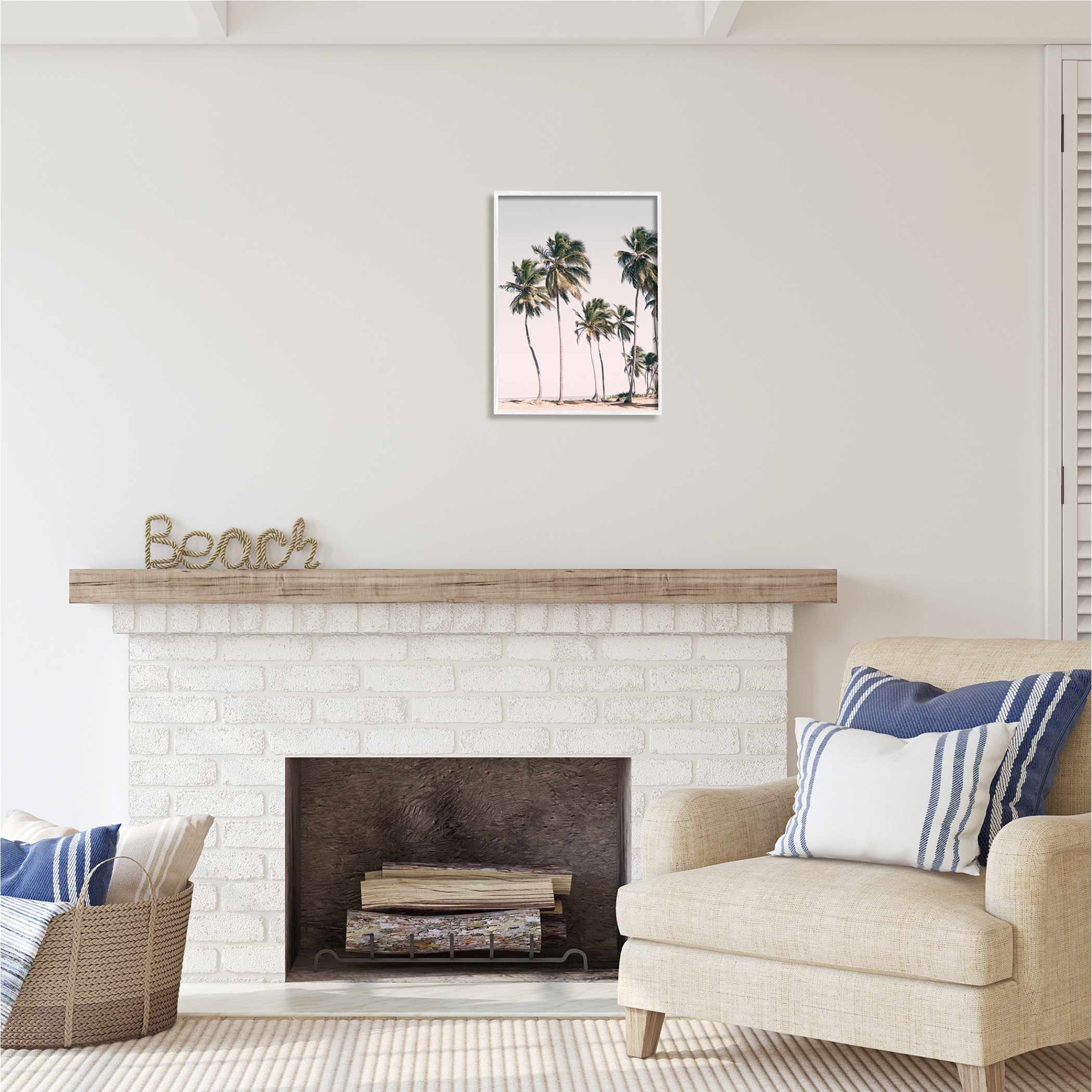 Stupell Industries Windblown Palm Trees Nature Photography White Framed Art Print Wall Art, 16 x 20