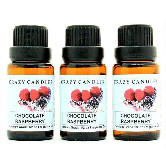 Crazy Candles Chocolate Raspberry 3 Bottles 1/2 FL Oz Each (15ml) Premium Grade Scented Fragrance Oil Made in USA