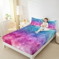 thumbnail image 4 of Manfei Dreamy Starry Sky Twin Sheet Sets, Bling Stars Galaxy Twin Fitted Sheet, Teens Kids Boys Girls Flat Sheet, Luxury Bedroom Decor, 3 Pieces, 4 of 7