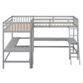 thumbnail image 6 of L-Shaped Loft Bed with 2 Built-in L-Shaped Desks, Wood Twin Size Loft Bed with Desk Underneath for Kids, Double Loft Beds with Guardrails and Ladders for Boys Girls Teens, Grey, 6 of 6