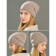 thumbnail image 5 of Gorro de punto de invierno para mujer, suave y cálido, mezcla de lana de cachemira, gorro de punto holgado con diseño de calavera, color marrón JAMW Sencillez, 5 of 5