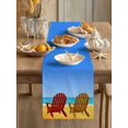 thumbnail image 3 of Sandy Chairs Table Runner, Summer Beach Ocean Blue Sky Cotton Linen Kitchen Table Decoration Washable Dining Tabletop Runners for Home Party Decor 13x90 Inches, 3 of 9