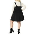 thumbnail image 4 of Agnes Orinda Women's Plus Size Corduroy Pinafore Short Dress Overall Dresses Suspender Skirt with Pocket 1X Black, 4 of 7
