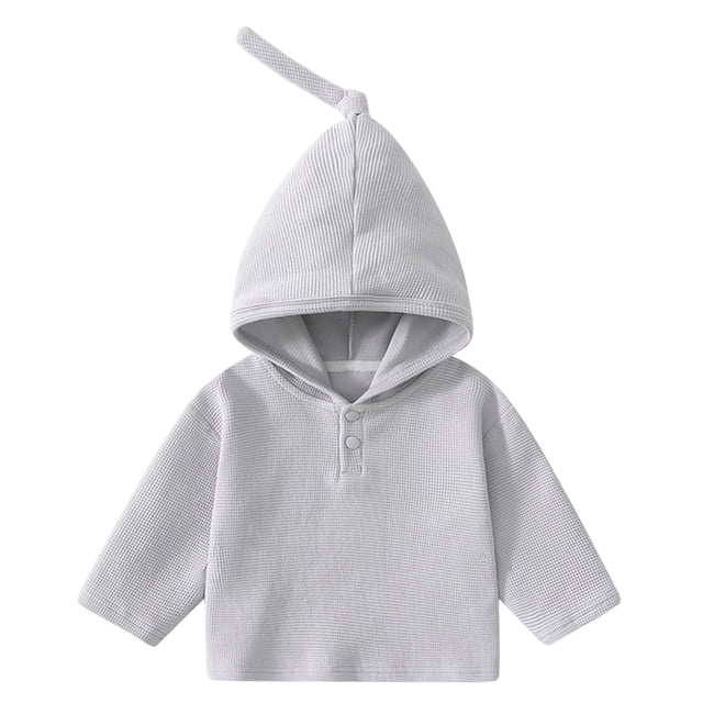 Infant Cotton Hooded Sweatshirts, Cute Button Up Pullover for Baby, 0-3Y