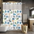 thumbnail image 2 of No Hook Shower Curtain with Snap in Liner, Cartoon Cat Seamless Waterproof Fabric Bathroom Curtain Mesh Top Window, Funny Animal on White Shower Curtains 60x72in, 2 of 9