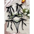 thumbnail image 2 of Conjunto de lencería con bordado de mariposas, sujetador de malla sin forro y tanga de tiras, lencería y ropa interior sexy para mujer, 2 of 5