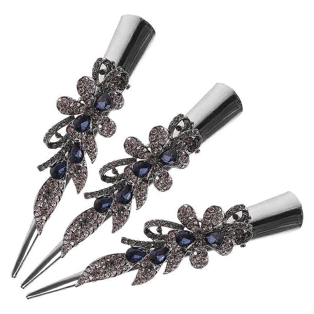 Fashion Hair Clips Vintage Metal Hair Barrettes For Women Everyday Wear Silver 13.50X3.50X3.00CM Secure Clip 3Pcs