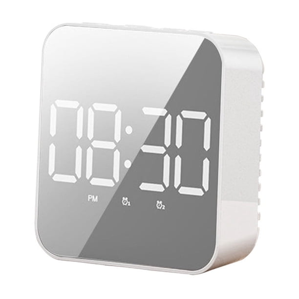 Pisexur Batería de cocina Reloj de escritorio con espejo digital inteligente multifuncional, pantalla grande, reloj electrónico silencioso con sonido activado por tem para la cocina del hogar