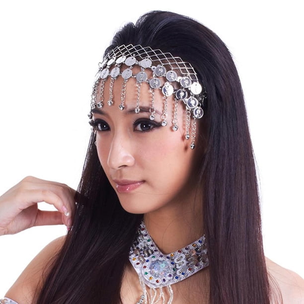Diadema para mujer, accesorios para el cabello, cadena para cabeza, accesorios para el cabello con moneda Pta Hugo Diadema para danza del vientre