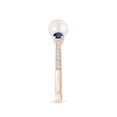 thumbnail image 3 of ANGARA Japanese Akoya Cultured Pearl & Blue Sapphire Engagement Ring in 14K Rose Gold for Women | June Birthstone, Birthday, Anniversary, Jewelry Gift for Women | Pearl Ring, 3 of 9