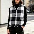thumbnail image 2 of Cmfcve Women's Plus Size Plaid Fleece Vest Button Down Sleeveless Warm Jackets Fall Winter Casual Outerwear, 2 of 6