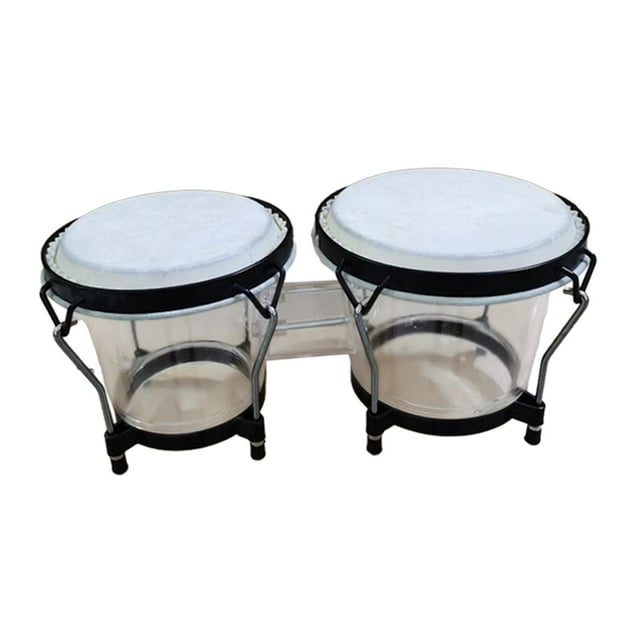Juego de batería Bongo de percusión, bongó de 6'' y 7'', afinable, hecho a mano, portátil, música Blanco