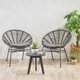 thumbnail image 2 of Priscilla Outdoor 2 Seater Acacia Wood Chat Set, Gray and Dark Gray, 2 of 8