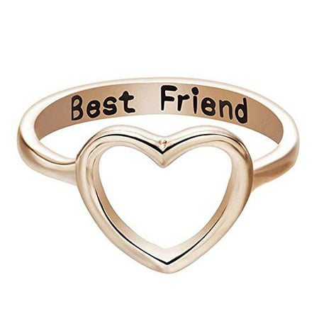 Women Love Heart Best Friend Ring Promise Jewelry Friendship Rings Girl Gift Hot (Rose