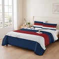 thumbnail image 2 of Queen Quilt Set 90''x96'', Red Navy Blue Stripe Lightweight Bedspread Coverlet Set with 2 Pillow Shams, Retro Farmhouse Striped Vintage Breathable All Season Quilt Bedding for Bedroom/Guest Room, 2 of 9
