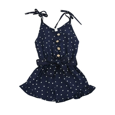 12-18 Month Girl Clothes Toddler Baby Girl Heart Print Suspender Romper Jumpsuit Playsuit Holiday Clothes Kids Summer Outfit