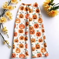 thumbnail image 6 of Halloween Fleece Pajama Pants Women Funny Pumpkin Print Flannel Pajama Pants Elastic Waist Pants Casual Lounge Bottoms, 6 of 6