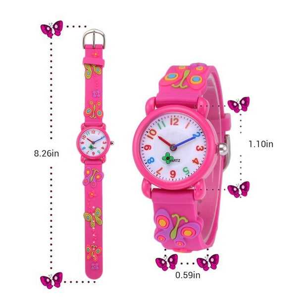 Reloj para niños Reloj de Mariposa de Dibujos Animados Lindo en 3D Regalo Impresionante y cómodo para la Escuela para niños