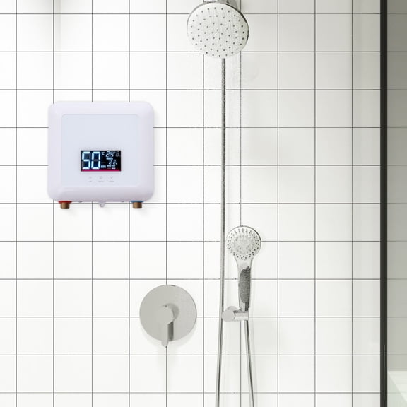 110V 5500W Tankless Hot Water Instant Heater with LED Display for Bathroom Kitchen Boiler