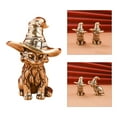 thumbnail image 2 of Handmade Brass Witch Sculpture Vintage Miniature Kitten with Wizard Hat Desk Ornament Home Decor, 2 of 8