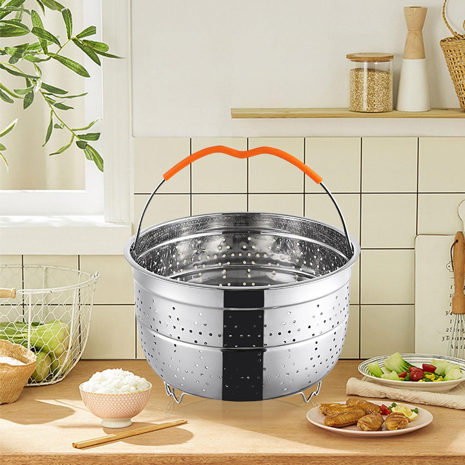 BESTonZON Stock Pot Strainer Basket Insert Stainless Steel Steamer Basket  Metal Steaming Rack Vegetables Fruit Colander Strainer Seafood Boil Pot