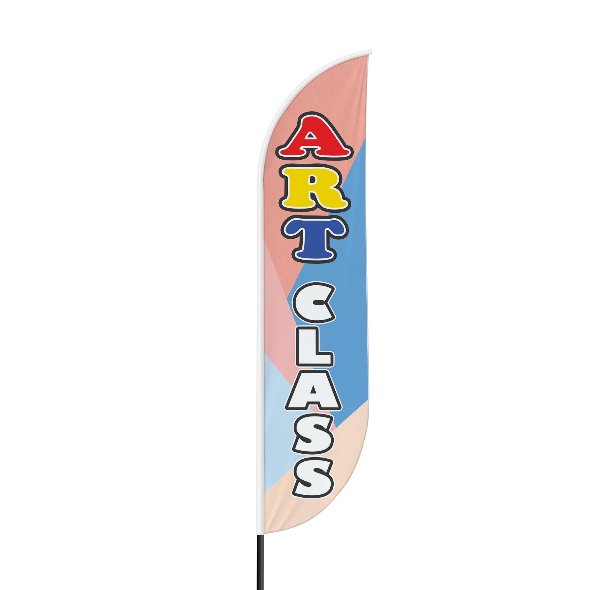 Art Class Sign feather flag Pole Mount for Outdoor by Mavis Print | 15 FEET Long Outdoor Banner Flag Mount for Easy Hang | HD Print Swooper Flag Stand forArt Class Advertising | Made in USA
