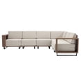 thumbnail image 7 of Bonzy Home Outdoor Wicker Sofa Set, Rattan Patio Conversation Sets - 6 Seater L-Shaped Wicker Sofa with Thick Cushions and Corner Seating, Beige, 7 of 7