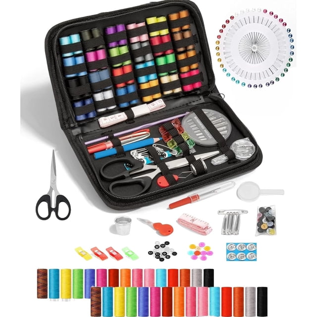 Kit de Costura 182 Piezas, Contiene Tijeras, Hilo y Alfileres, Costurero de Viaje para Hogar