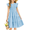 Light Blue, variant on Girls Summer Flutter Short Sleeve Sundress Smocked Elastic Waist Tiered Midi Dress with Pockets
